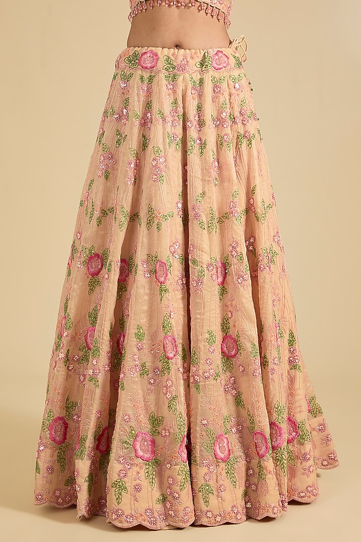 Champagne Organza Cutdana Work Bridal Lehenga Set by Surbhi Shah at Pernia's Pop Up Shop