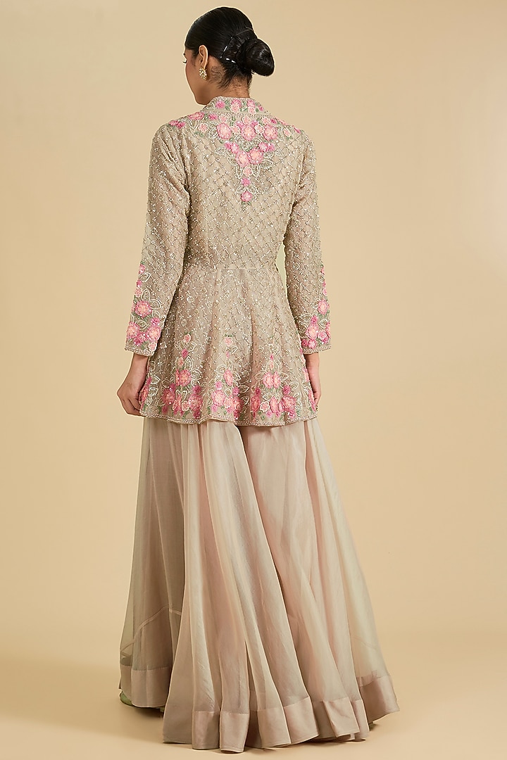 Silver Organza Pant Set by Surbhi Shah at Pernia's Pop Up Shop