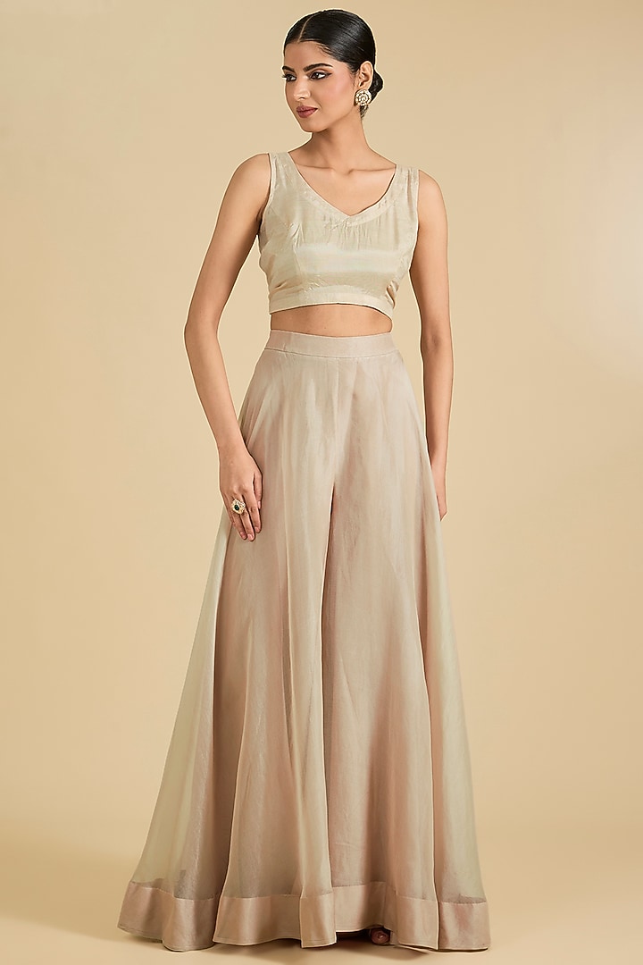 Silver Organza Pant Set by Surbhi Shah at Pernia's Pop Up Shop