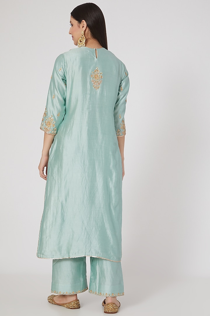 Powder Blue Hand Embroidered Kurta Set by SURBHI SHAH at Pernia's Pop Up Shop