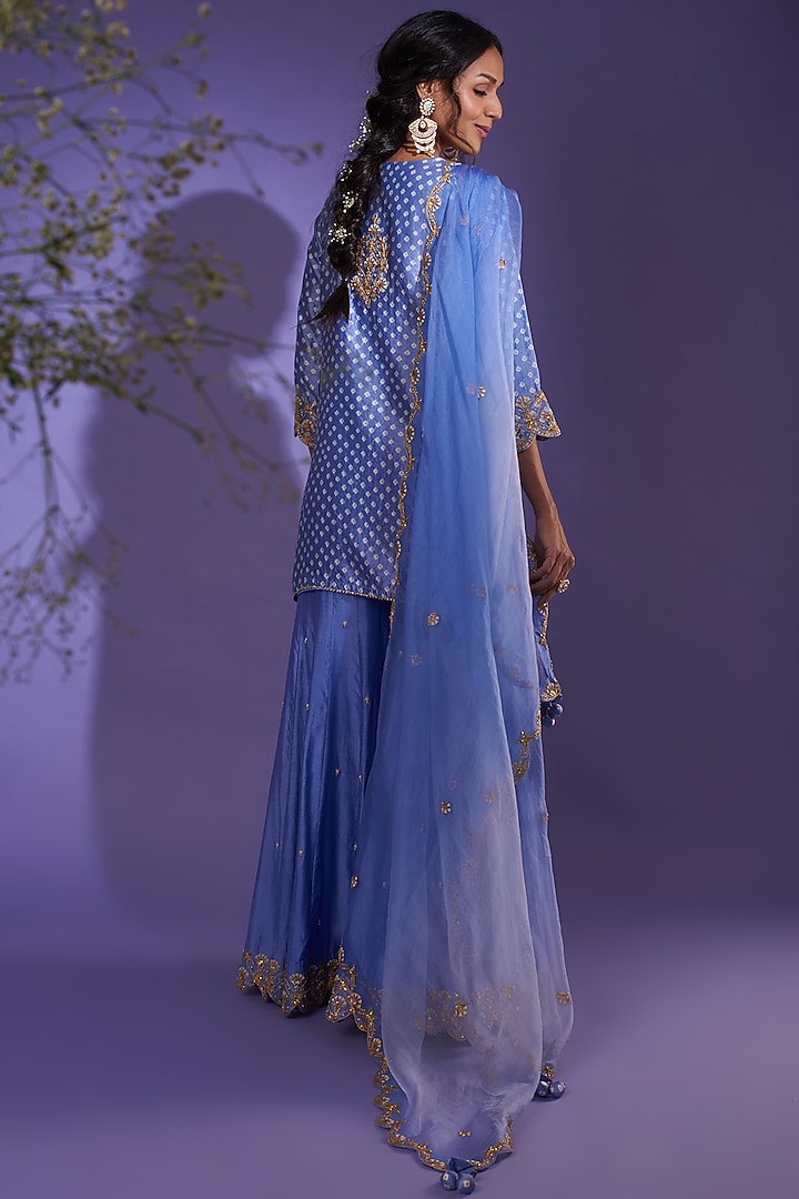 Purple Spun Silk Wedding Sharara Set by SURBHI SHAH at Pernia's Pop Up Shop