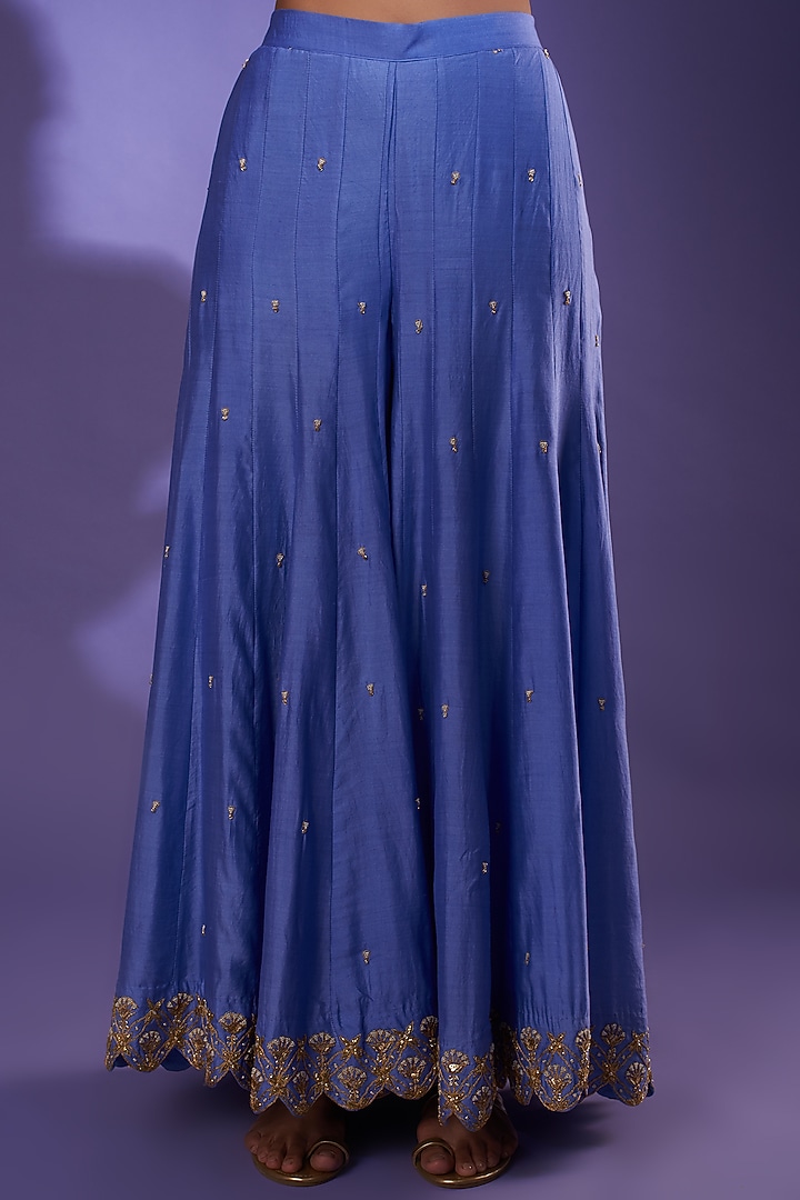 Purple Spun Silk Wedding Sharara Set by SURBHI SHAH at Pernia's Pop Up Shop