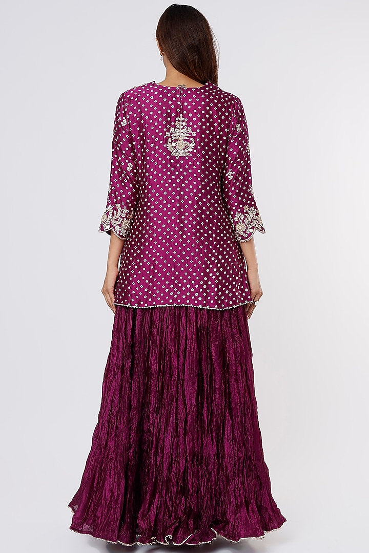 Purple Crushed Silk Skirt Set by SURBHI SHAH at Pernia's Pop Up Shop