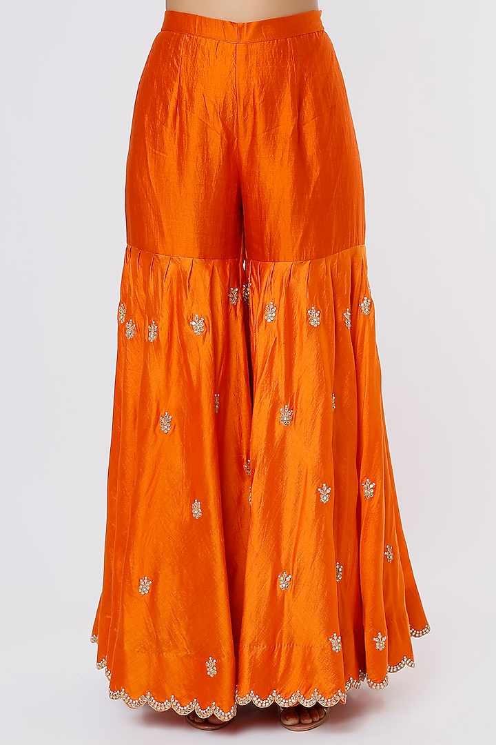 Orange Silk Wedding Sharara Set by SURBHI SHAH at Pernia's Pop Up Shop