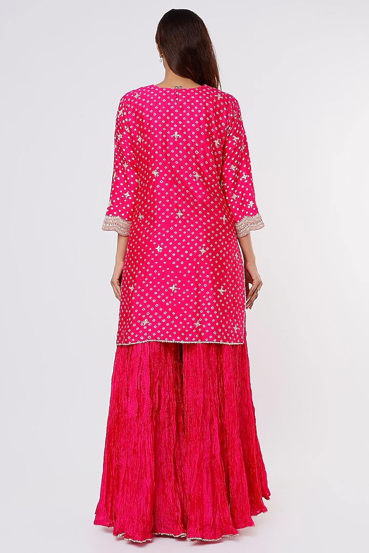 Rani Pink Silk Wedding Sharara Set by SURBHI SHAH at Pernia's Pop Up Shop