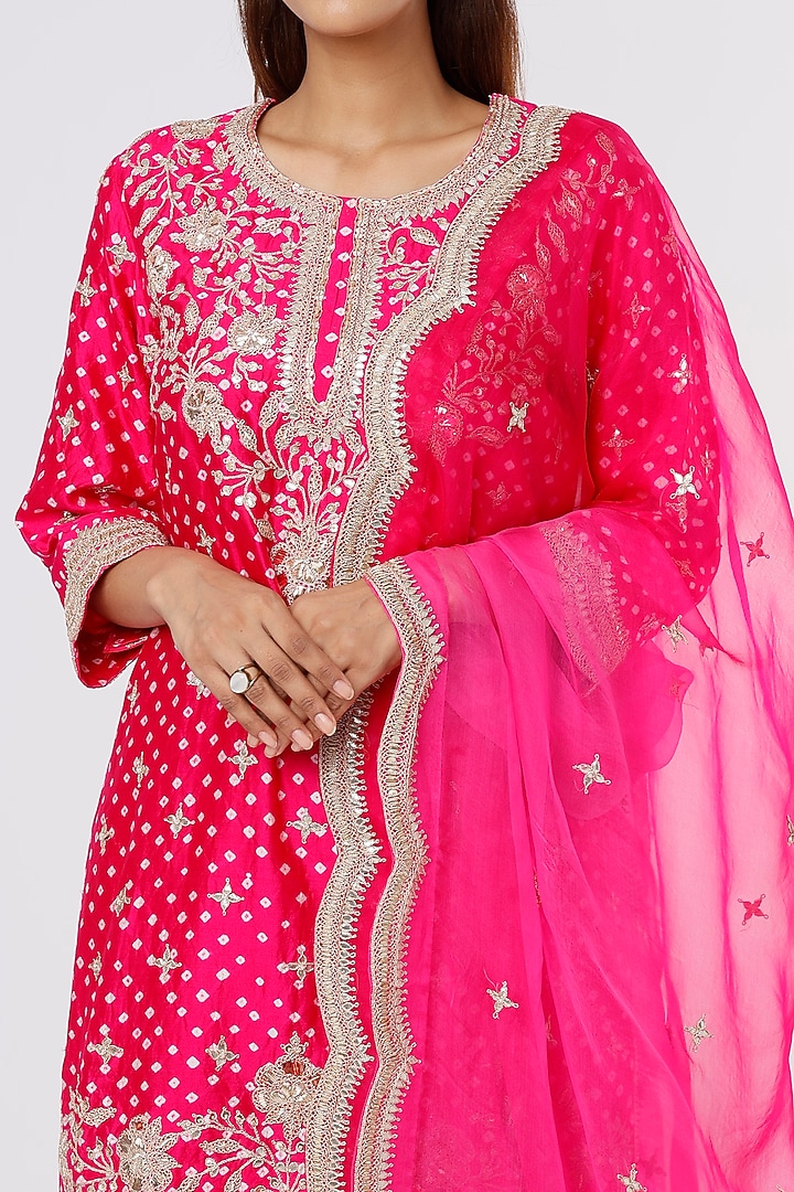 Rani Pink Silk Wedding Sharara Set by SURBHI SHAH at Pernia's Pop Up Shop