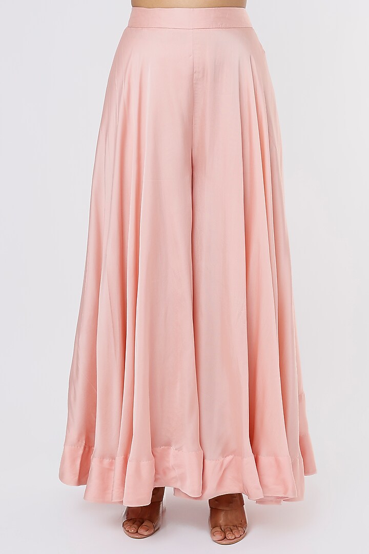 Pink Peach Satin Wedding Sharara Set by SURBHI SHAH at Pernia's Pop Up Shop