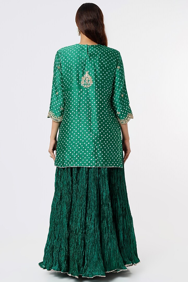 Dark Green Kora Silk Wedding Lehenga Set by SURBHI SHAH at Pernia's Pop Up Shop