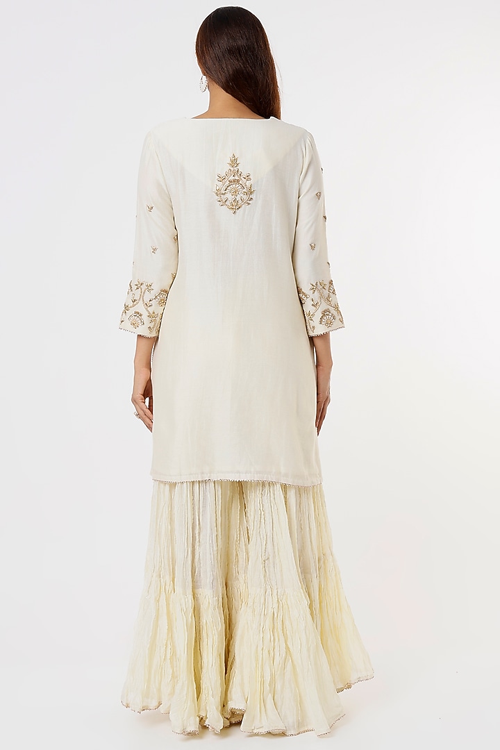Ivory Chanderi Wedding Sharara Set by SURBHI SHAH at Pernia's Pop Up Shop