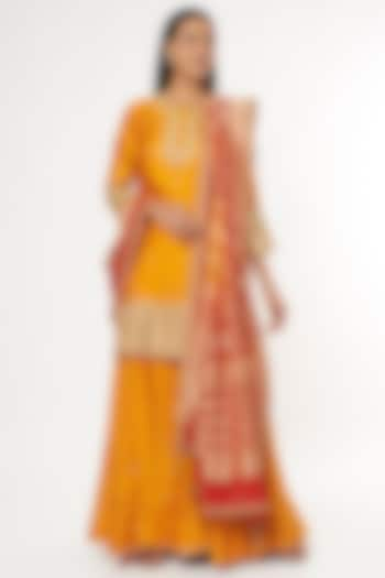 Mustard Yellow Spun Silk Sharara Set by SURBHI SHAH at Pernia's Pop Up Shop