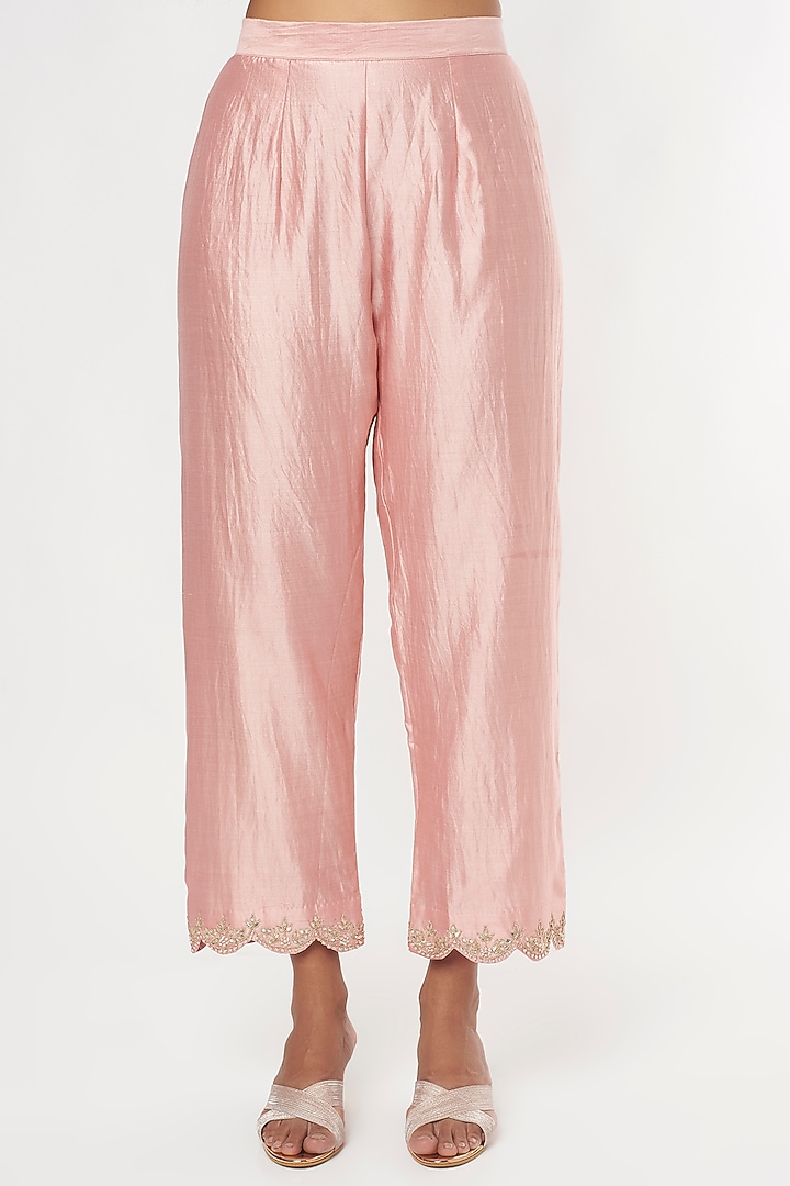 Light Pink Embroidered Kurta Set by SURBHI SHAH at Pernia's Pop Up Shop