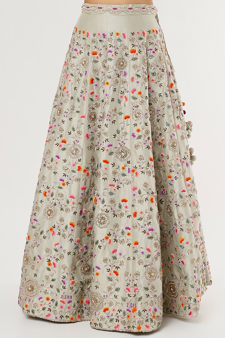 Grey Hand Embroidered Bridal Lehenga Set by SURBHI SHAH at Pernia's Pop Up Shop