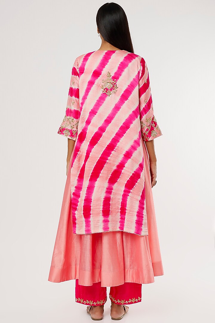 Hot Pink & Peach Hand Embroidered Wedding Sharara Set by SURBHI SHAH at Pernia's Pop Up Shop