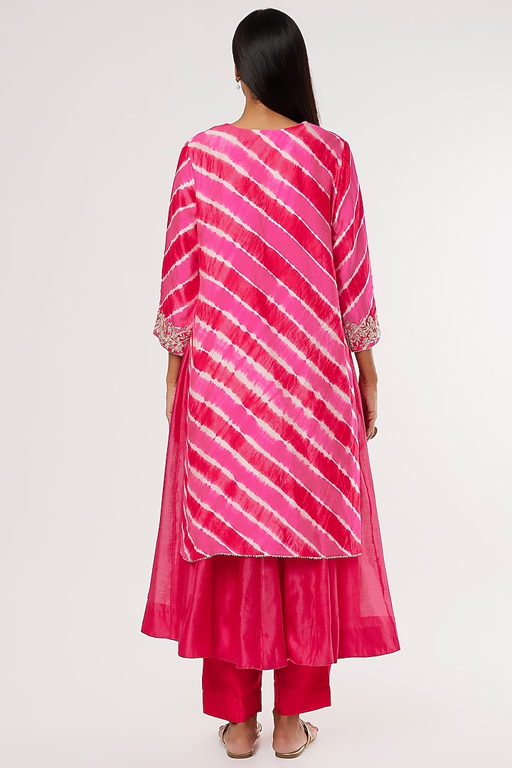 Rani Pink Chanderi Wedding Anarkali Set by SURBHI SHAH at Pernia's Pop Up Shop
