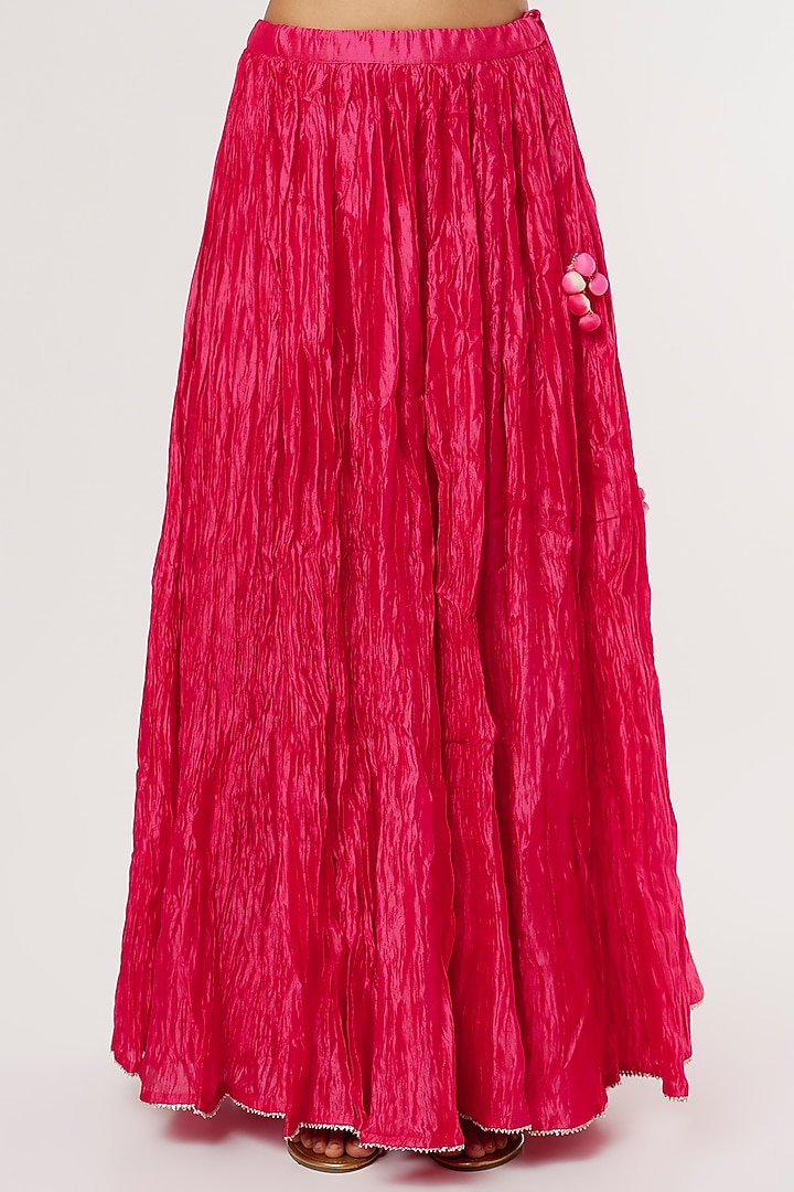 Rani Pink Pure Spun Silk Wedding Sharara Set by SURBHI SHAH at Pernia's Pop Up Shop