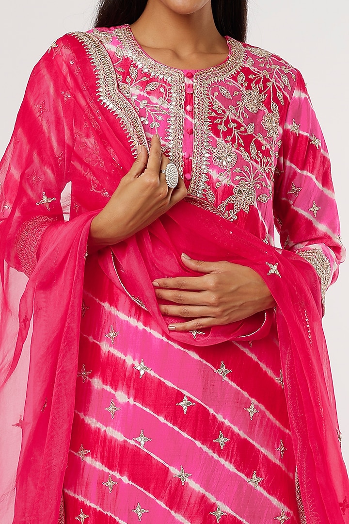 Rani Pink Pure Spun Silk Wedding Sharara Set by SURBHI SHAH at Pernia's Pop Up Shop