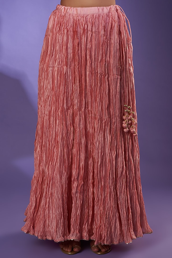 Soft Peach Embroidered Kurta Set by SURBHI SHAH at Pernia's Pop Up Shop