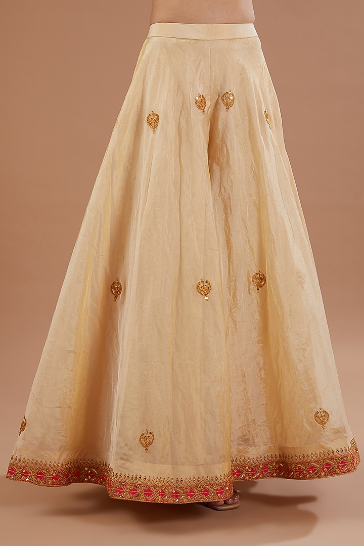 Golden Tissue Marori Embroidered Wedding Sharara Set by SURBHI SHAH at Pernia's Pop Up Shop