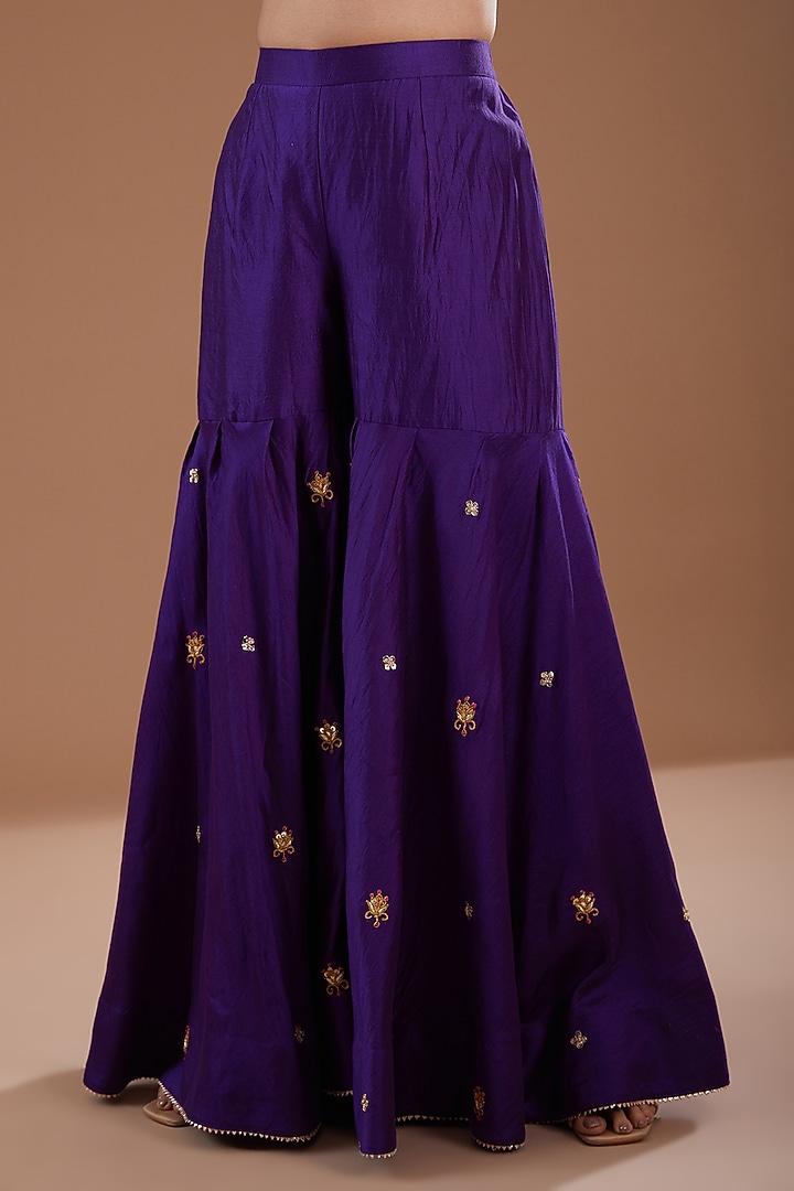 Purple Pure Spun Silk Sequins & Marori Kurta Set by SURBHI SHAH at Pernia's Pop Up Shop