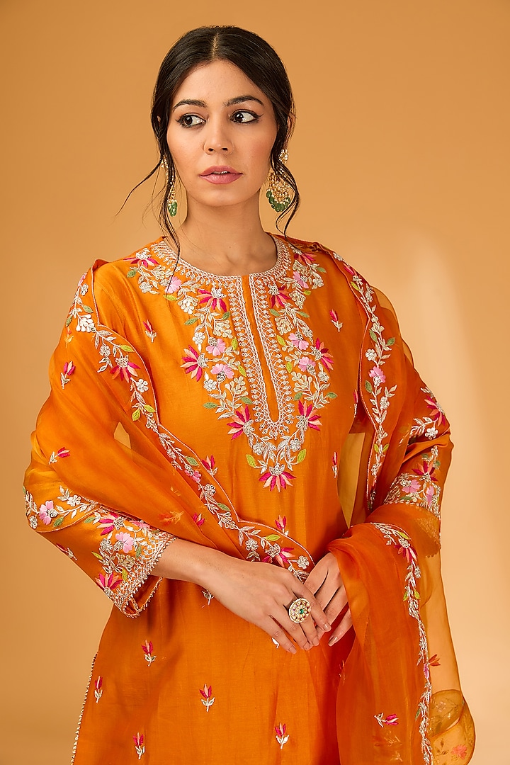 Orange Crush Wedding Sharara Set by SURBHI SHAH at Pernia's Pop Up Shop