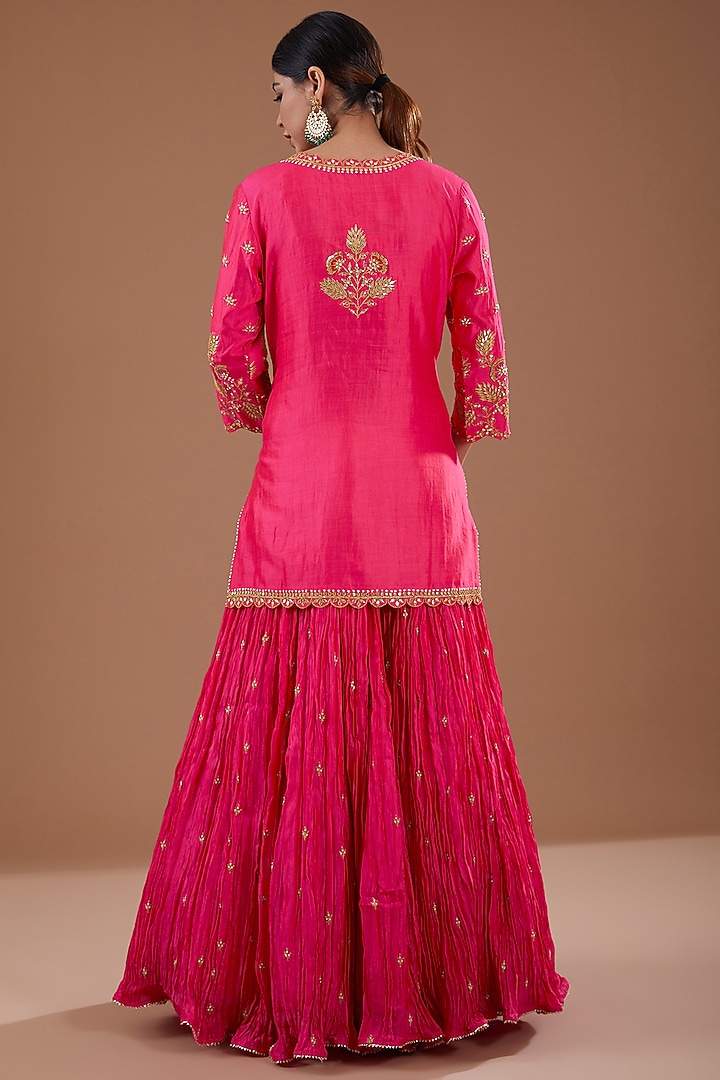 Red Pure Spun Silk Gota & Marori Kurta Set by SURBHI SHAH at Pernia's Pop Up Shop