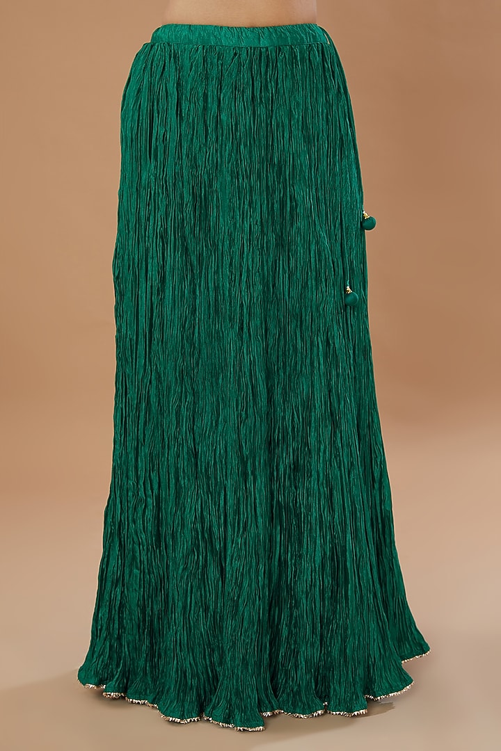 Emerald Green Pure Spun Silk Skirt Set by SURBHI SHAH at Pernia's Pop Up Shop