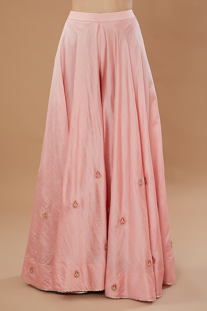 Pink Pure Spun Silk Embroidered Wedding Sharara Set by SURBHI SHAH at Pernia's Pop Up Shop