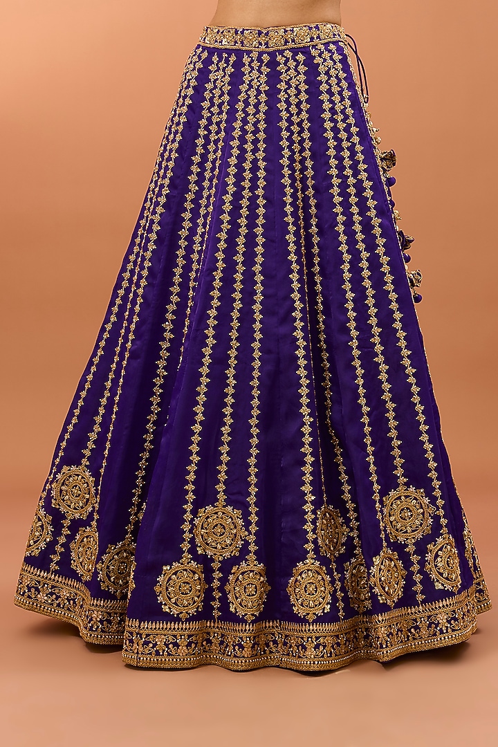 Purple Silk Gota & Pearl Work Bridal Lehenga Set by SURBHI SHAH at Pernia's Pop Up Shop