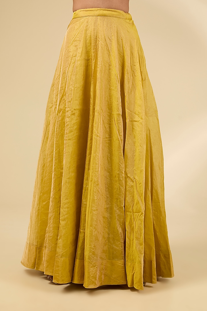 Yellow Pure Tissue High-Low Kurta Set by SURBHI SHAH at Pernia's Pop Up Shop
