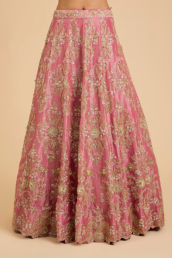 Pink Tissue Bridal Lehenga Set by SURBHI SHAH at Pernia's Pop Up Shop