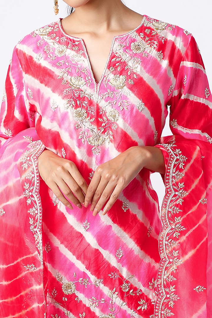Magenta Pure Spun Silk Wedding Sharara Set by SURBHI SHAH at Pernia's Pop Up Shop
