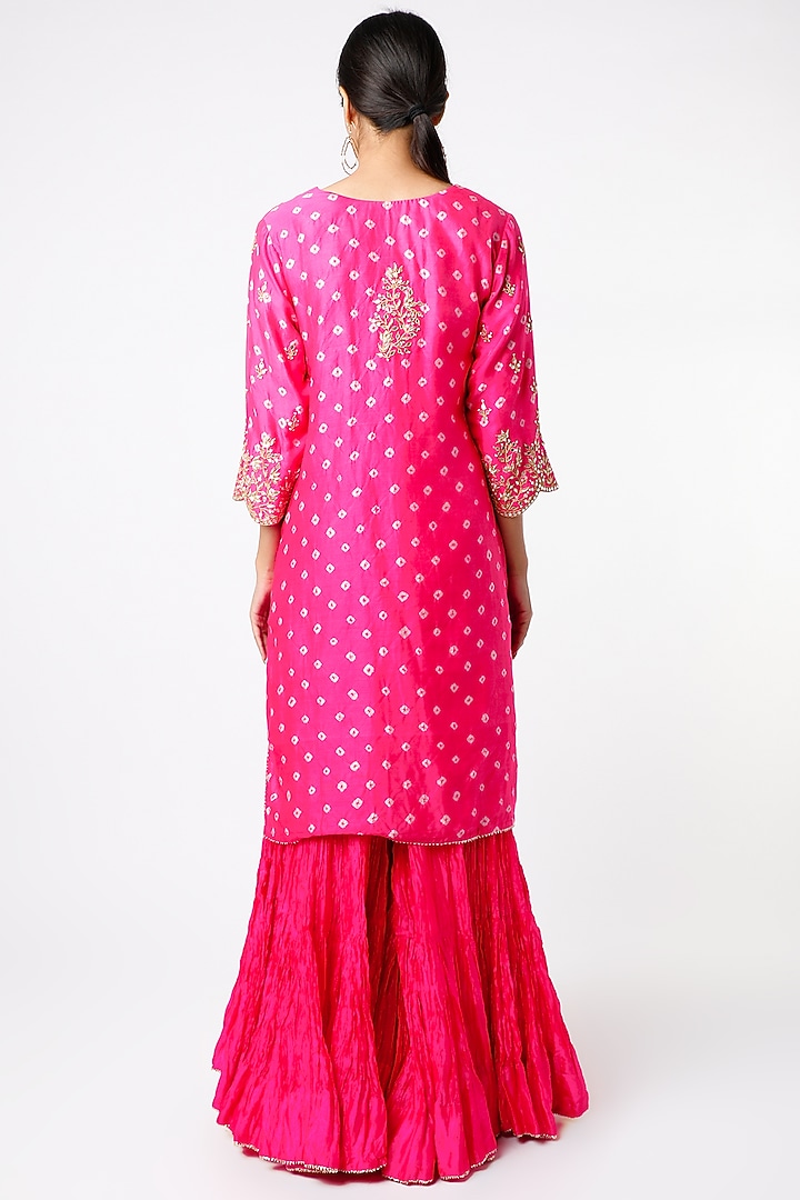 Fuchsia Pure Kora Silk Wedding Sharara Set by SURBHI SHAH at Pernia's Pop Up Shop