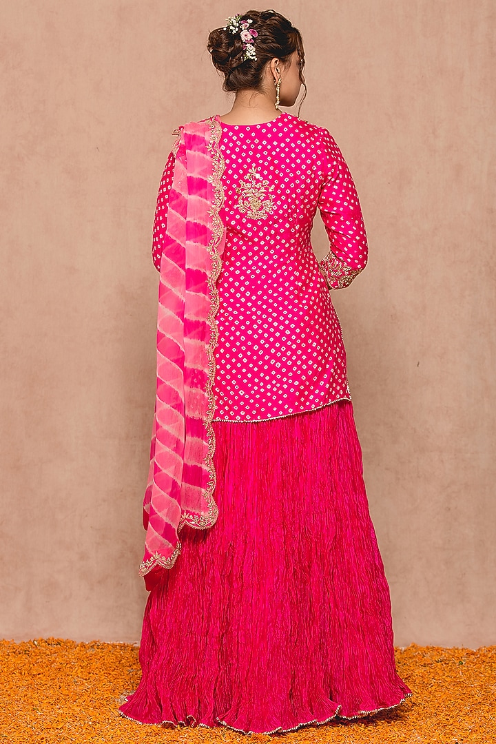 Hot Pink Silk Skirt Set by SURBHI SHAH at Pernia's Pop Up Shop