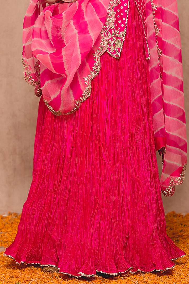 Hot Pink Silk Skirt Set by SURBHI SHAH at Pernia's Pop Up Shop