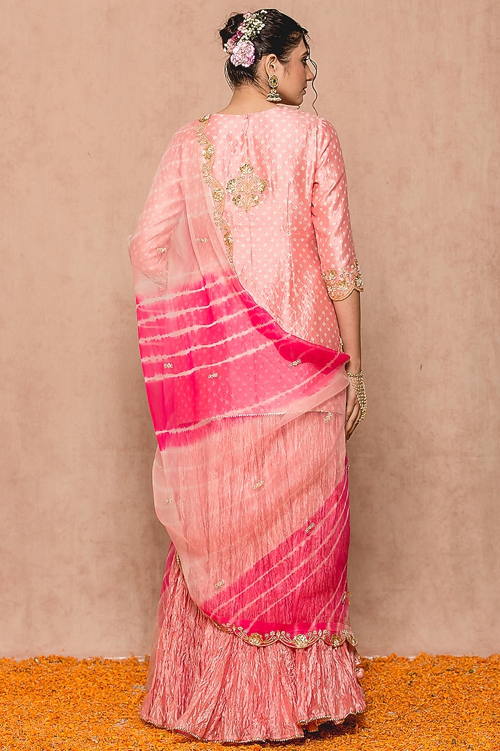 Soft Peach Silk Skirt Set by SURBHI SHAH at Pernia's Pop Up Shop