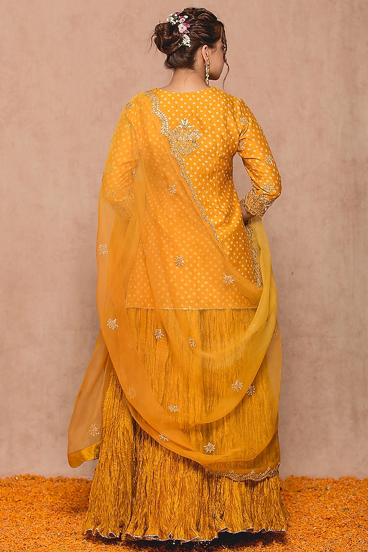 Mustard Yellow Silk Skirt Set by SURBHI SHAH at Pernia's Pop Up Shop