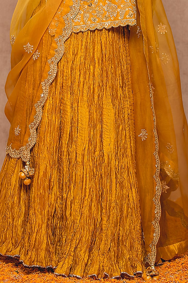 Mustard Yellow Silk Skirt Set by SURBHI SHAH at Pernia's Pop Up Shop