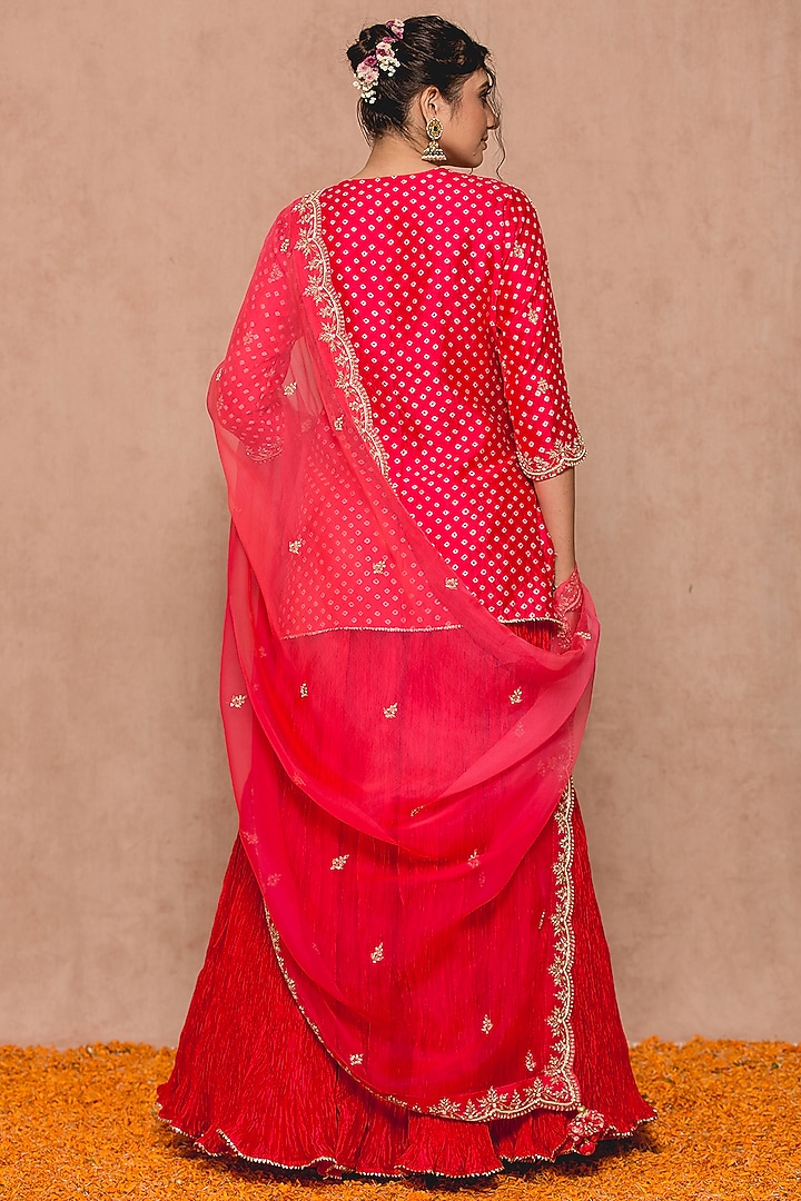 Red Silk Skirt Set by SURBHI SHAH at Pernia's Pop Up Shop