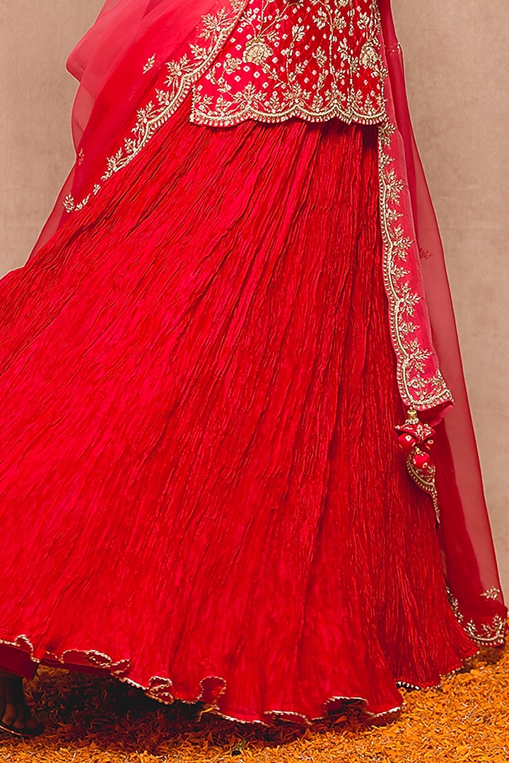 Red Silk Skirt Set by SURBHI SHAH at Pernia's Pop Up Shop
