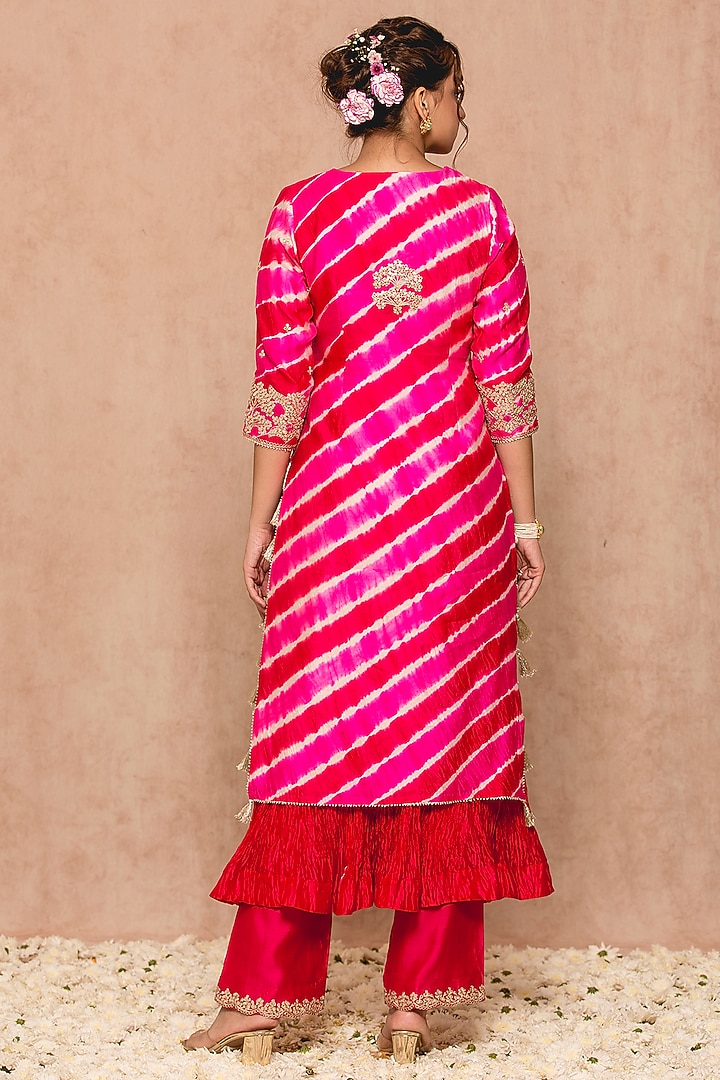 Red Hot Pink Silk Kurta Set by SURBHI SHAH at Pernia's Pop Up Shop