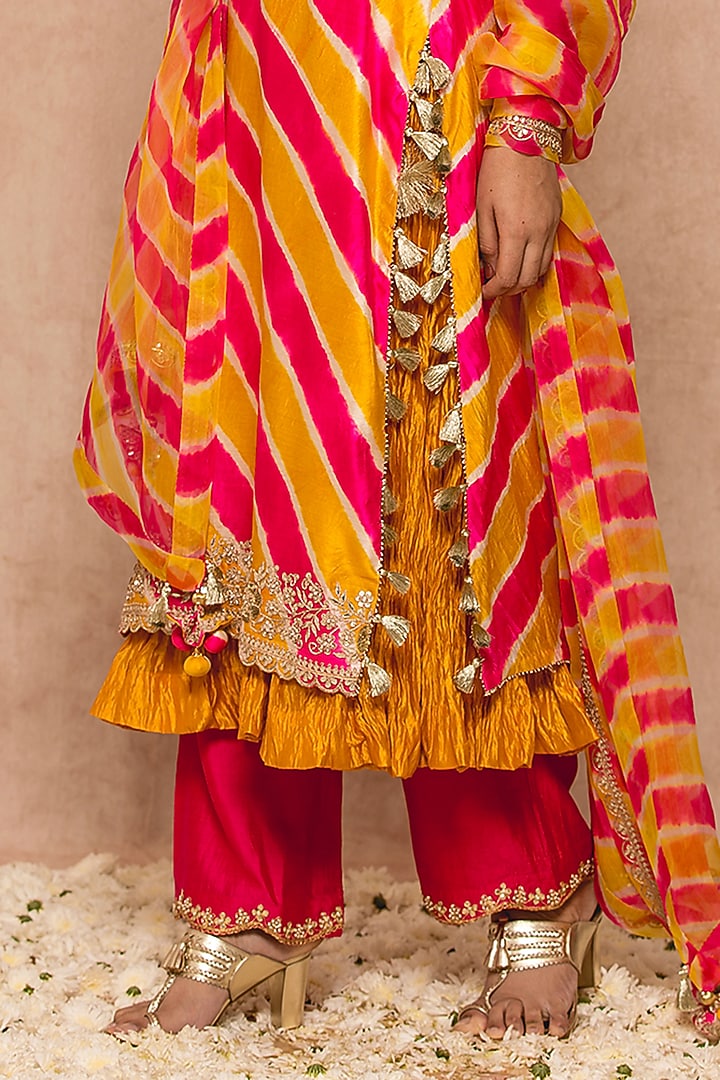 Mango Hot Pink Spun Kurta Set by SURBHI SHAH at Pernia's Pop Up Shop