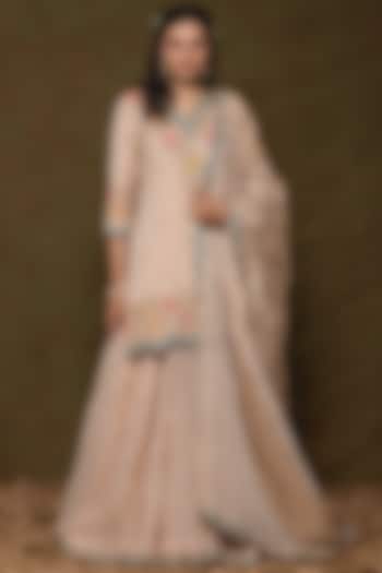 Dull Gold Pure Tissue Wedding Sharara Set by SURBHI SHAH at Pernia's Pop Up Shop