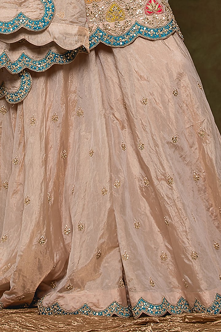 Dull Gold Pure Tissue Wedding Sharara Set by SURBHI SHAH at Pernia's Pop Up Shop