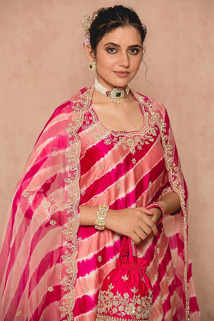 Rose Gold Silk Wedding Sharara Set by SURBHI SHAH at Pernia's Pop Up Shop