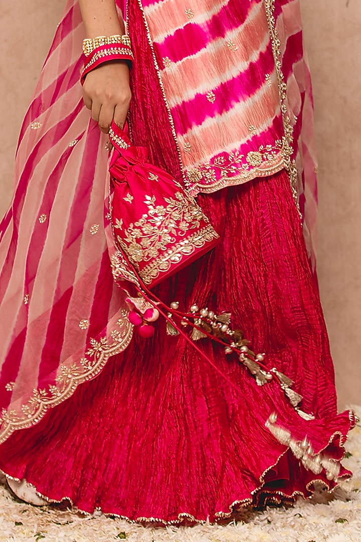 Rose Gold Silk Wedding Sharara Set by SURBHI SHAH at Pernia's Pop Up Shop
