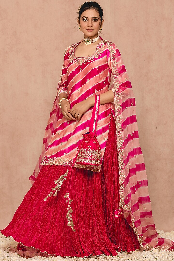 Rose Gold Silk Wedding Sharara Set by SURBHI SHAH at Pernia's Pop Up Shop