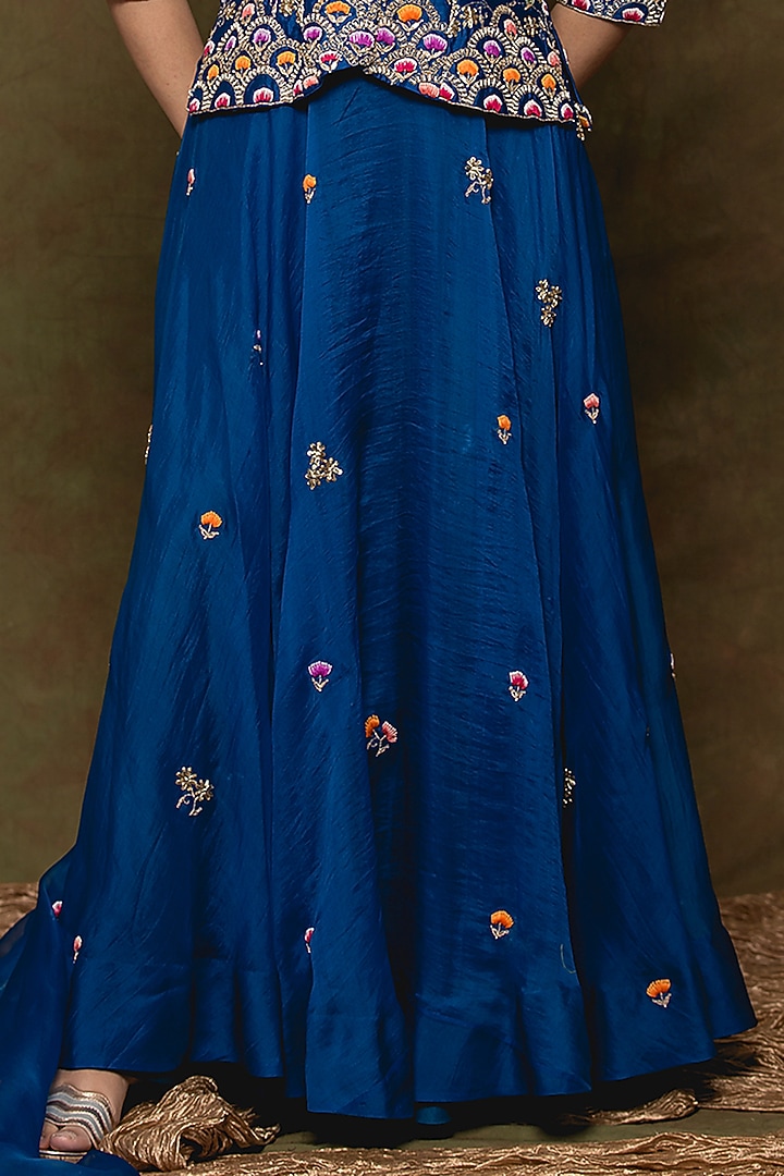 Blue Pure Organza Skirt Set by SURBHI SHAH at Pernia's Pop Up Shop
