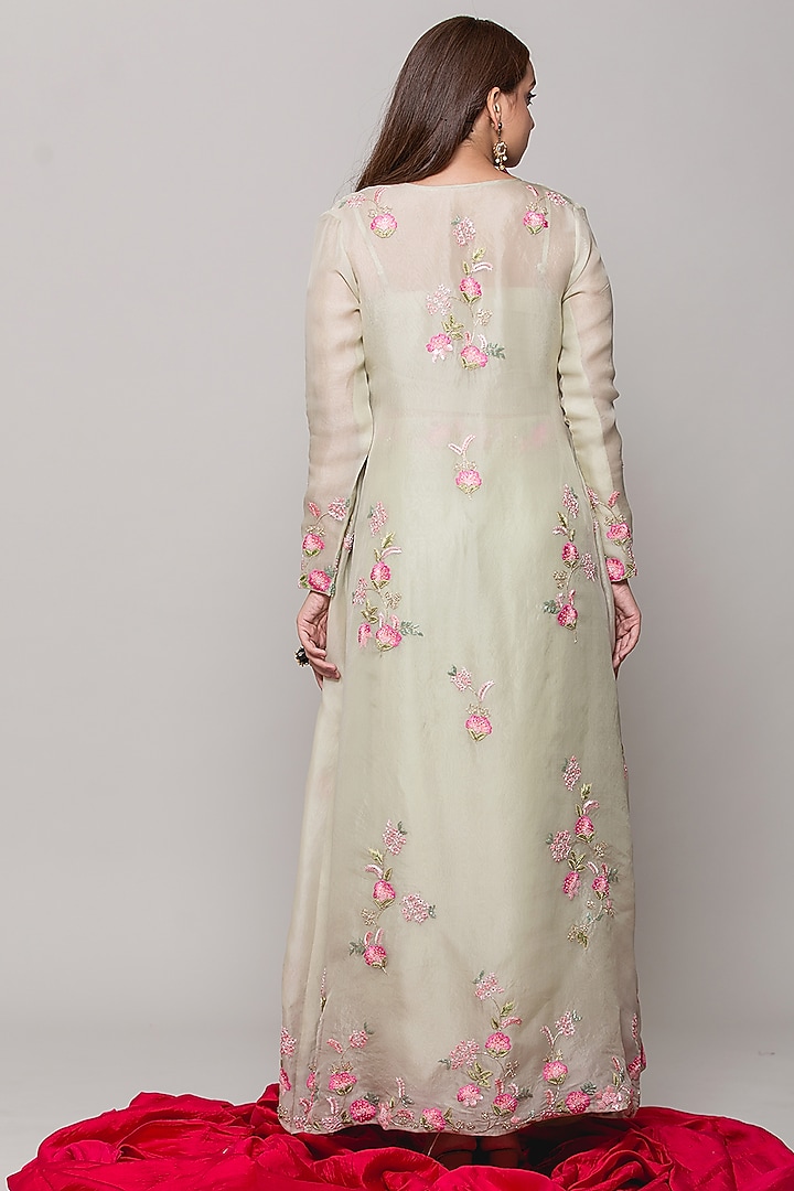 Pista Green Embroidered Jacket Set by SURBHI SHAH at Pernia's Pop Up Shop
