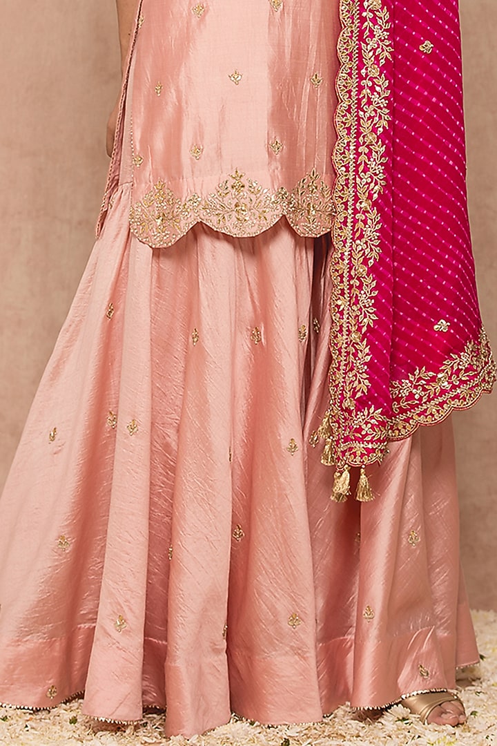 Baby Pink Silk Wedding Sharara Set by SURBHI SHAH at Pernia's Pop Up Shop