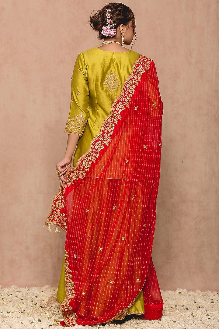 Fresh Green Silk Wedding Sharara Set by SURBHI SHAH at Pernia's Pop Up Shop